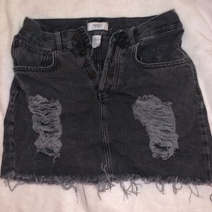 Black ripped jean skirt